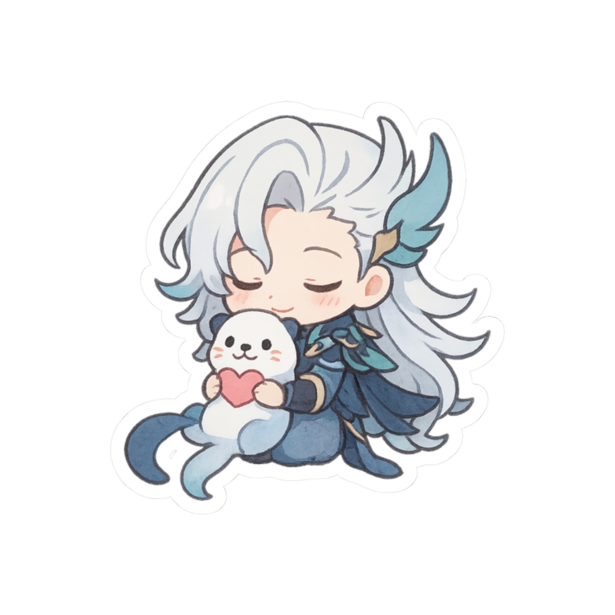 Cute Neuvillette Chibi Otter Genshin Impact Sticker | Adorable Vinyl Decal - alternate angle 3, merchandise