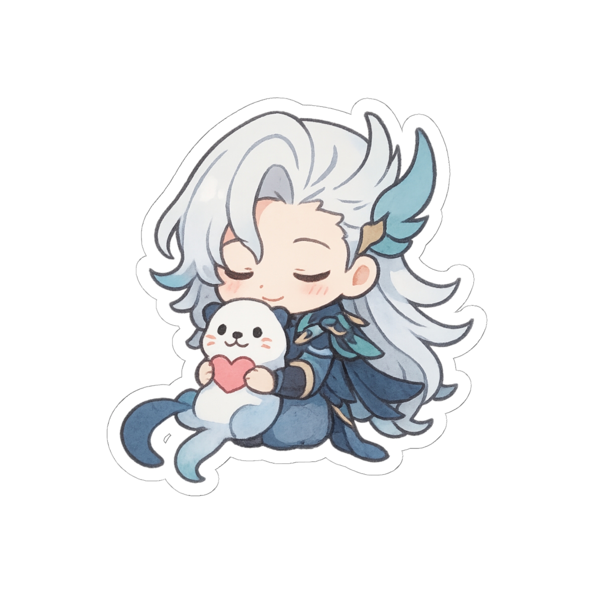 Cute Neuvillette Chibi Otter Genshin Impact Sticker | Adorable Vinyl Decal