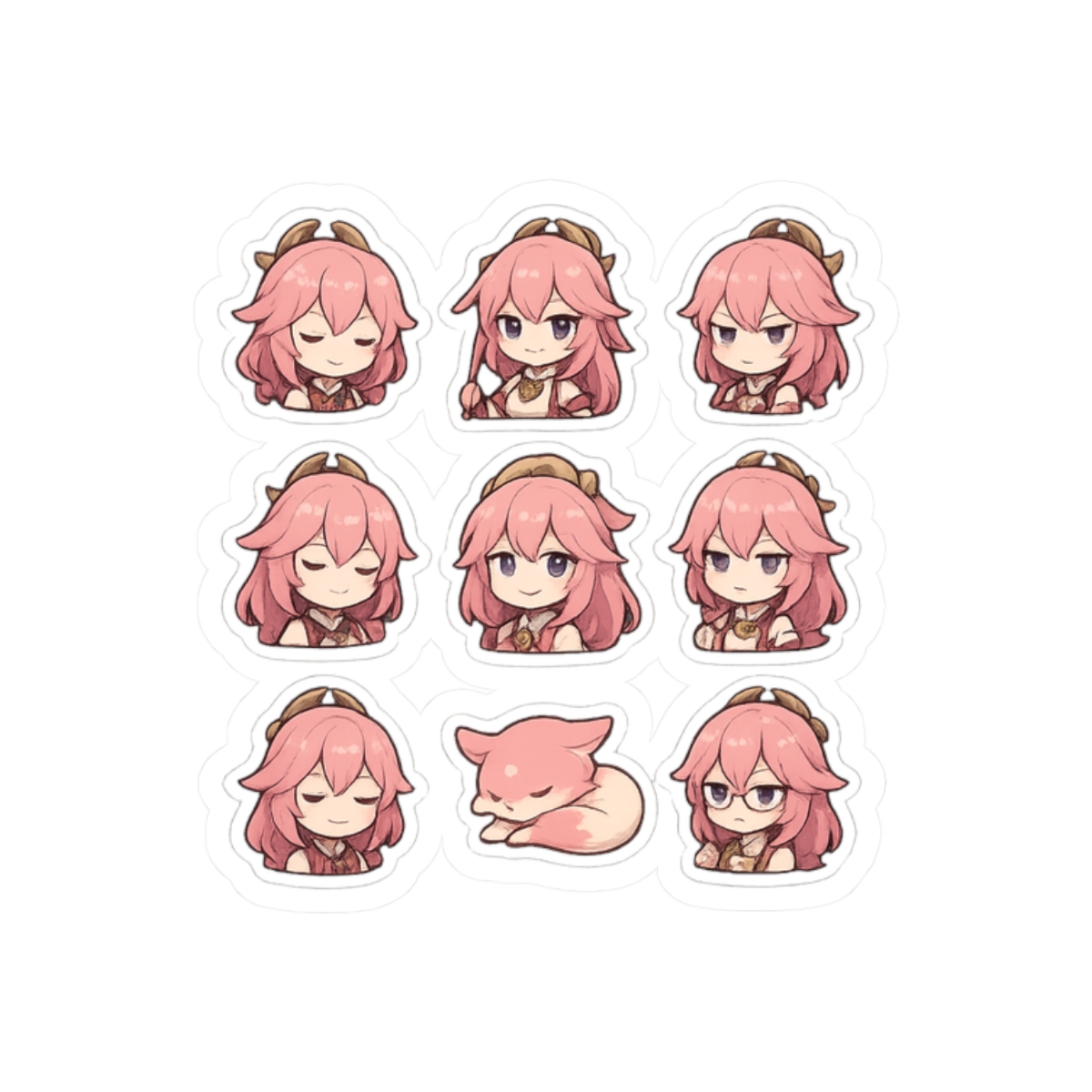 Genshin Impact Yae Miko Stickers | Playful Kitsune Vinyl Decals - alternate angle 3, merchandise
