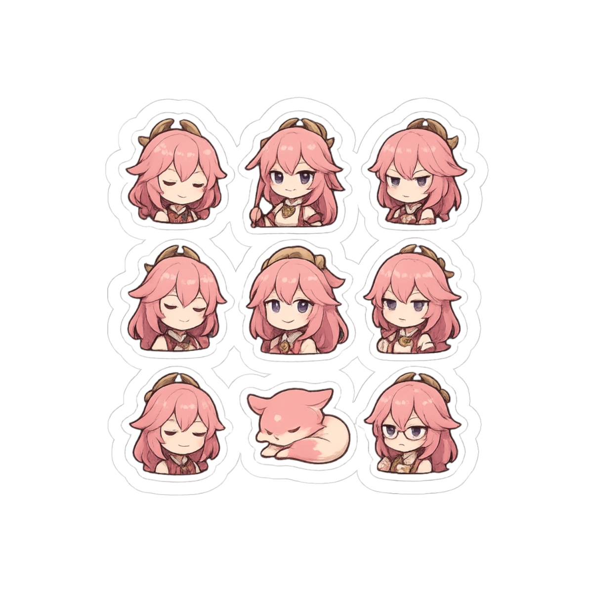 Genshin Impact Yae Miko Stickers | Playful Kitsune Vinyl Decals - alternate angle 1, merchandise