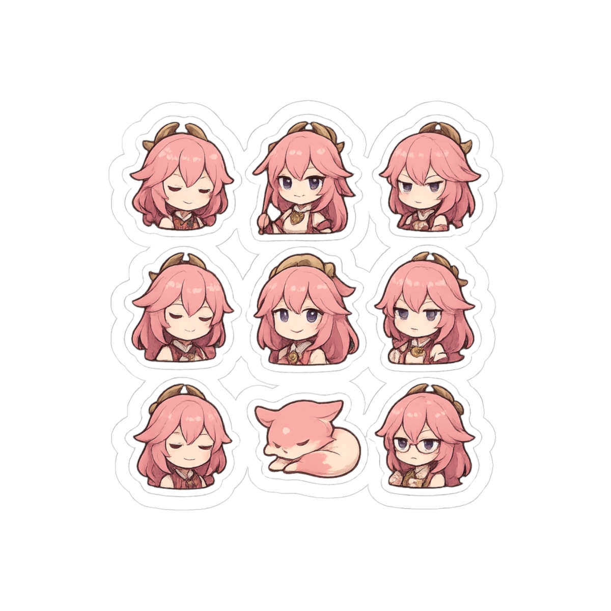 Genshin Impact Yae Miko Stickers | Playful Kitsune Vinyl Decals