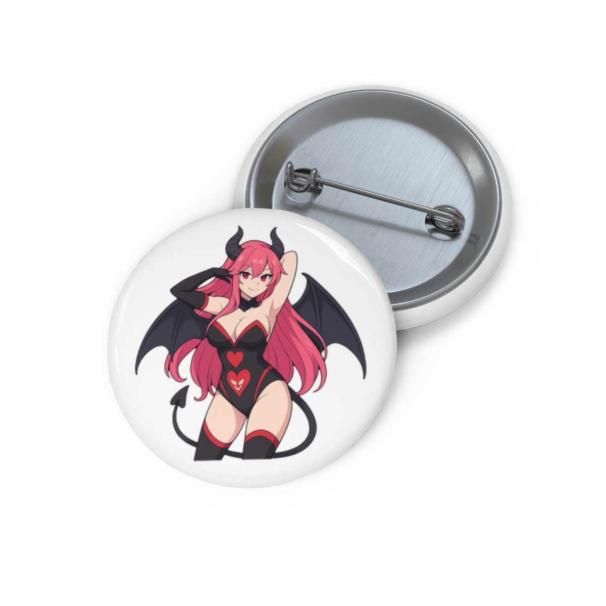 Pink-Haired Demon Girl Enamel Pin | Fantasy Flair Accessory