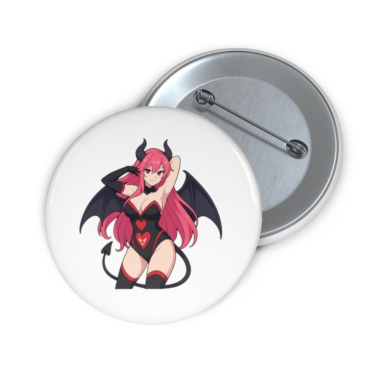 Pink-Haired Demon Girl Enamel Pin | Fantasy Flair Accessory - alternate angle 1, merchandise