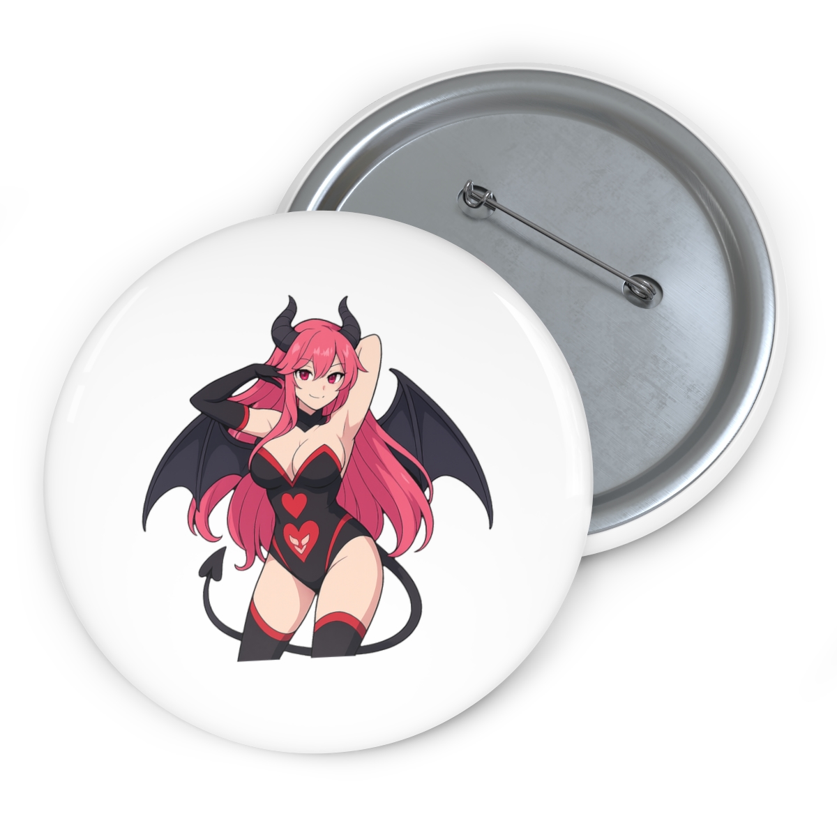 Pink-Haired Demon Girl Enamel Pin | Fantasy Flair Accessory - alternate angle 2, merchandise