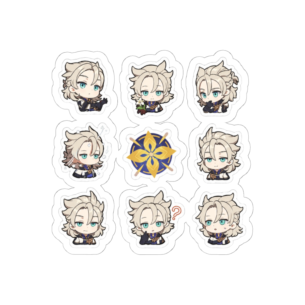 Genshin Impact Chibi Albedo Stickers - alternate angle 1, merchandise