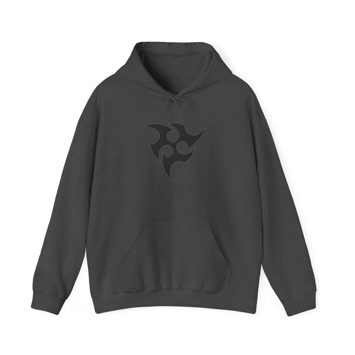 Red hooded Hoodie with a black graphic of a stylized star on the back. The graphic is surrounded by a black line and the text "Honkai Star Rail"