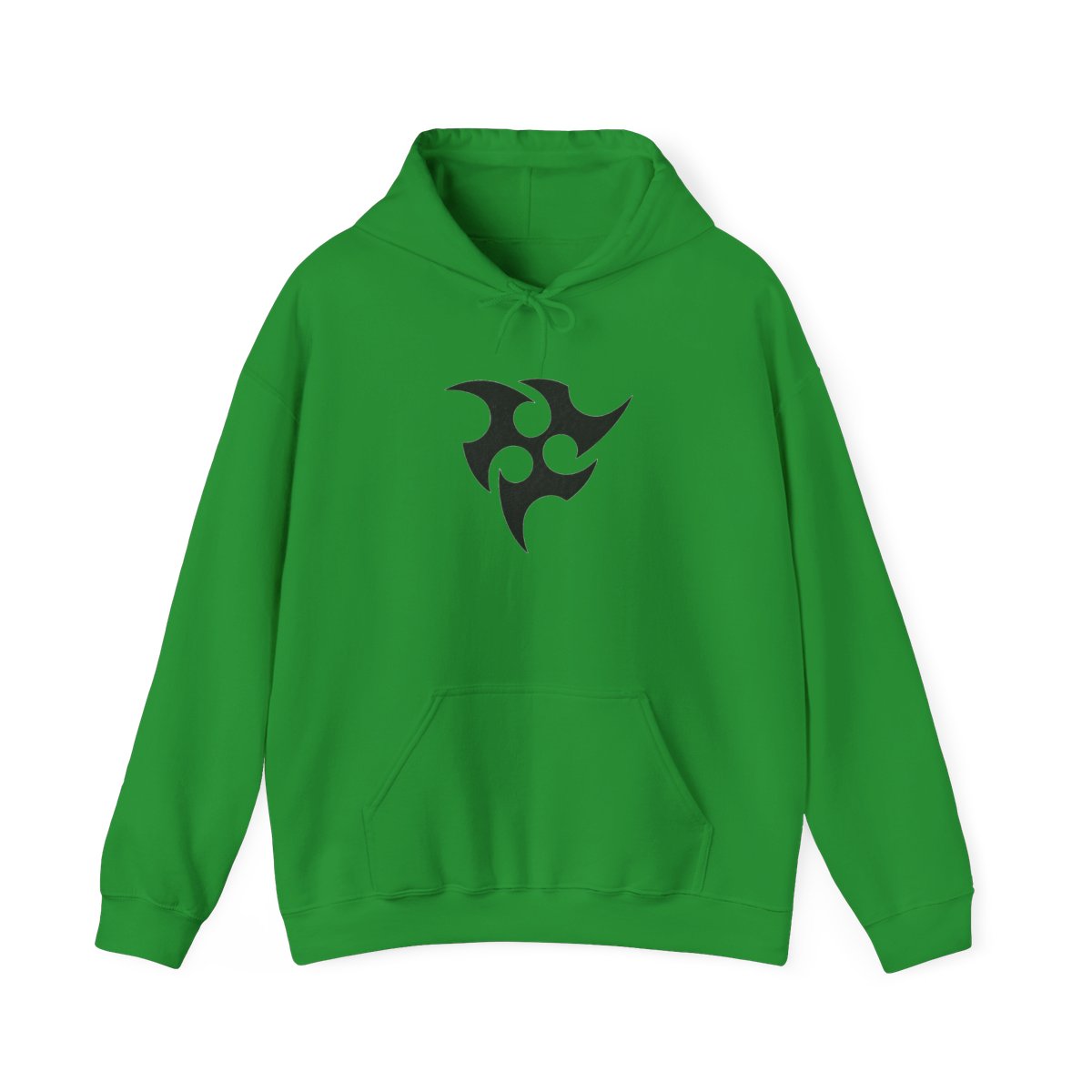 Red hooded Hoodie with a black graphic of a stylized star on the back. The graphic is surrounded by a black line and the text "Honkai Star Rail" - alternate angle 5, merchandise